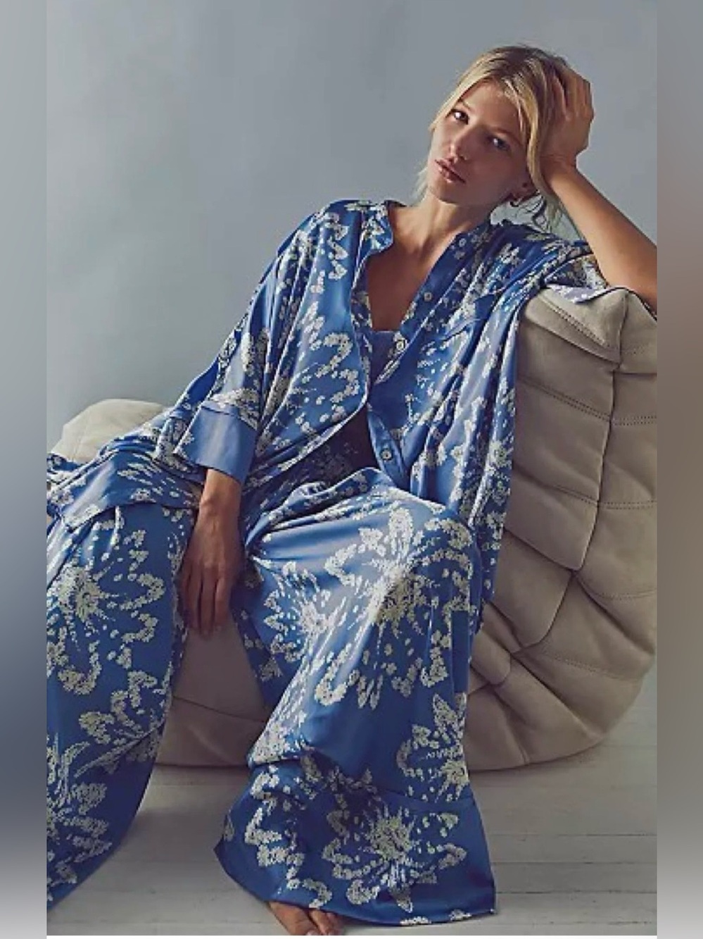 Free People Intimately "Dreamy Days" Printed Satin Pajama Set